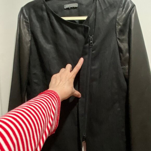 Vince Linen/Cotton/Metal/Leather/Silk/ Moto Racing Old Money Zipper Cardigan Ja… - Picture 3 of 9